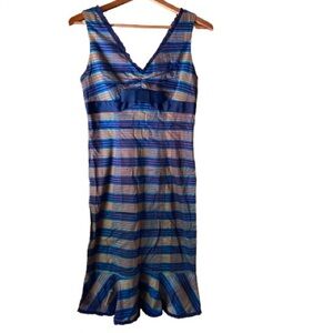 Betsey Johnson Striped Dress with Lace Trim and Bow — Size 8